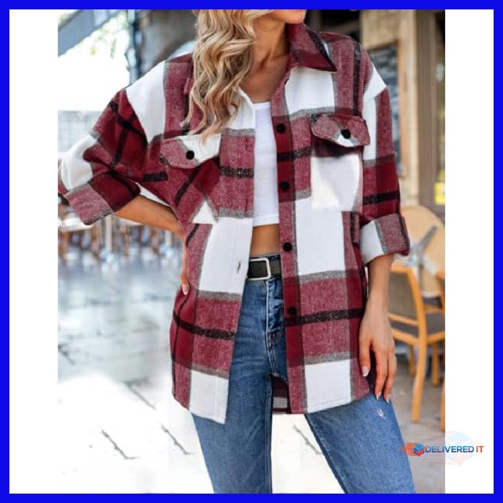 Soft Flannel Shacket Button-Down Blouse with Pock… - image 4